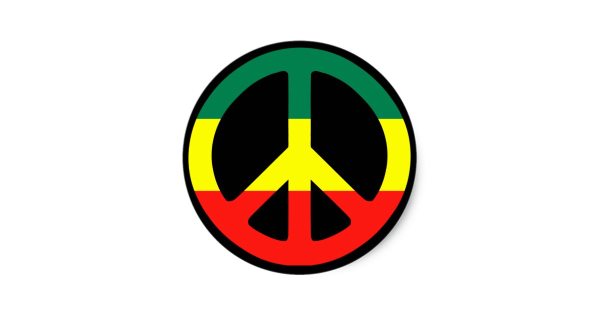 Rasta Peace Sign Classic Round Sticker | Zazzle