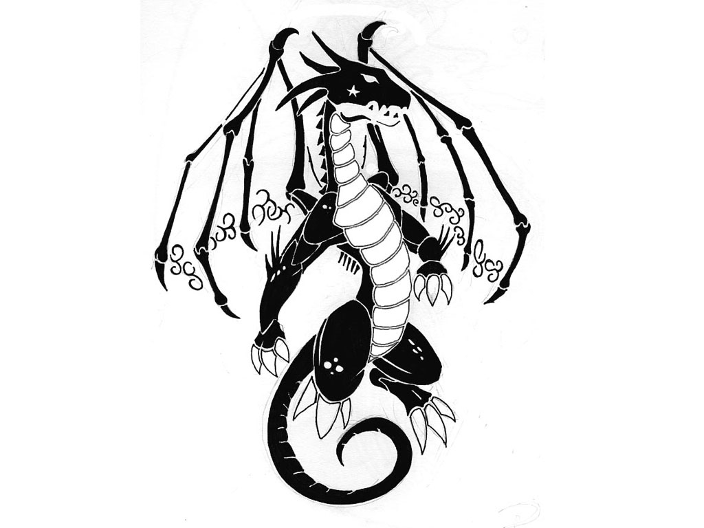 Black And White Dragon Tattoo