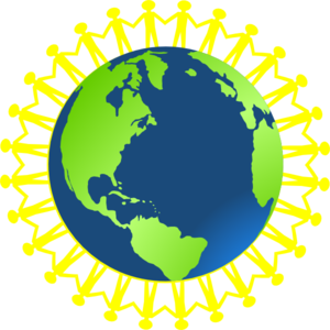 Clipart globe with hands