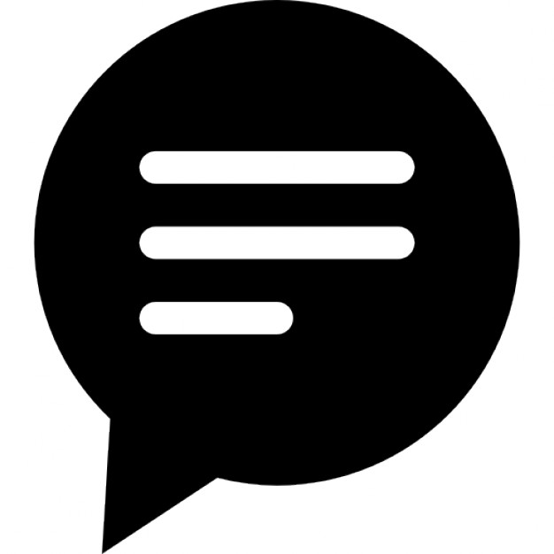 Circular black speech bubble with text lines Icons | Free Download