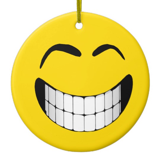 BIG GRIN SMILEY FACE ORNAMENT | Zazzle