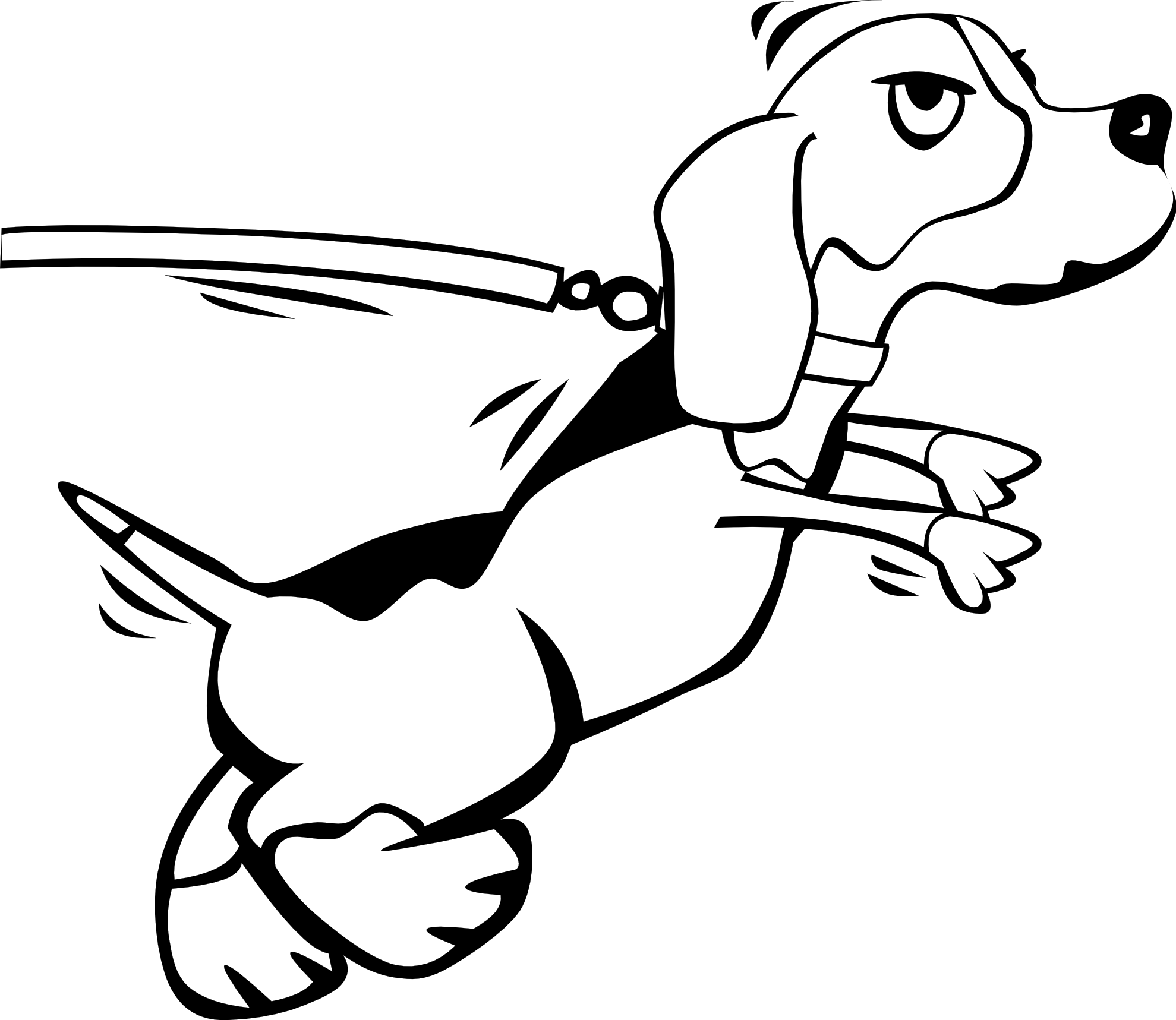 dog on leash cartoon 1 black white line art ...