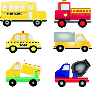 Work Vehicles Clipart Image - Cartoon work vehicles, school bus ...