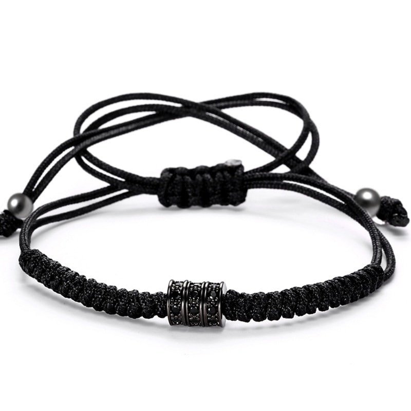 Dual 8mm Gold Zircon Disco Ball and Black Beaded Stretchy Bracelet ...