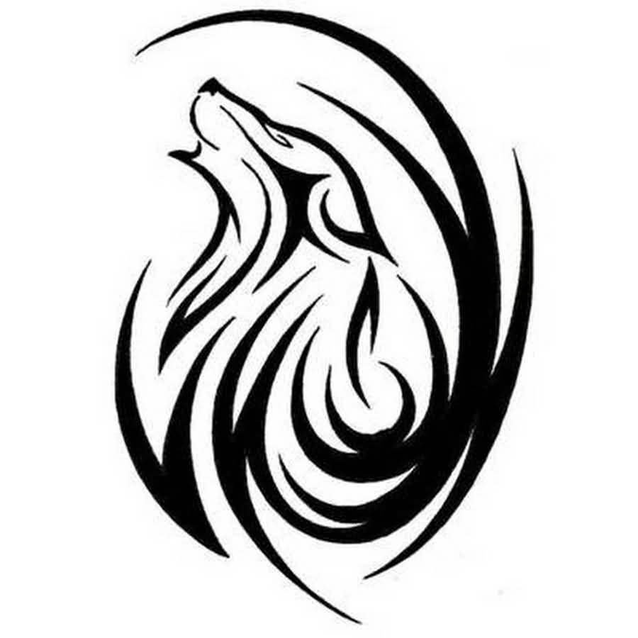 Tribal Awesome Wolf Face Stencil Tattoo Design | Golfian