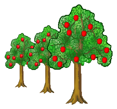 Apple Trees Clip Art - Three Apple Trees in a Row