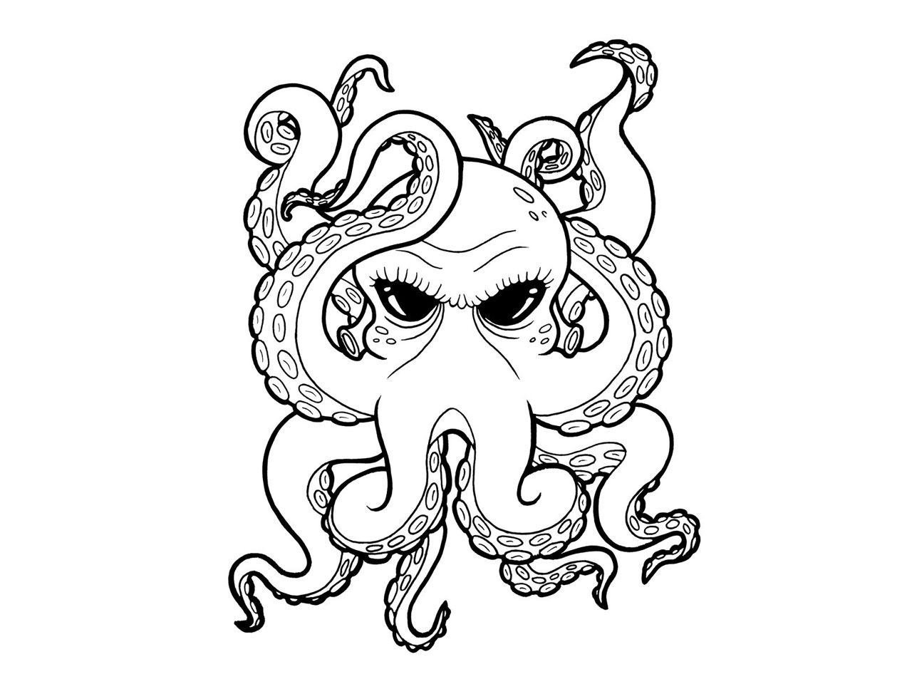 Octopus Drawing Black And White