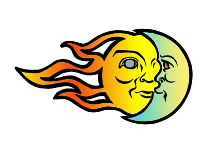 Moon and the sun clipart
