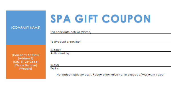 Spa Gift Coupon Template | Coupon Templates