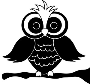 Owl Clipart Image - Black and White Owl Cartoon