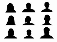 Full length people silhouette outlines PowerPoint Template