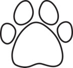 Coloring Page Clipart Image - Black and white dog paw print ...