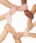 Group of human hands showing unity - LEADERS IN FELLOWSHIP TOGETHER